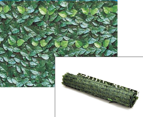 Kunstpflanzen Sichtschutzmatte 150x300cm für Zäune mit Lorbeer Blättern UV-behandelt