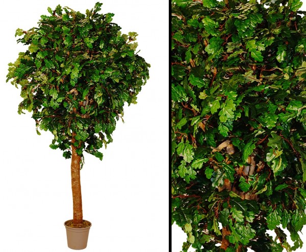 Eichen Kunstbaum 240cm mit dickem Stamm und 3150 Blätter mit UV Schutz