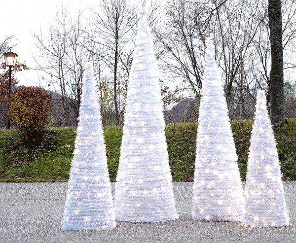 Künstlicher weißer Christbaum kegelförmig mit einer Höhe von 120cm und LEDs