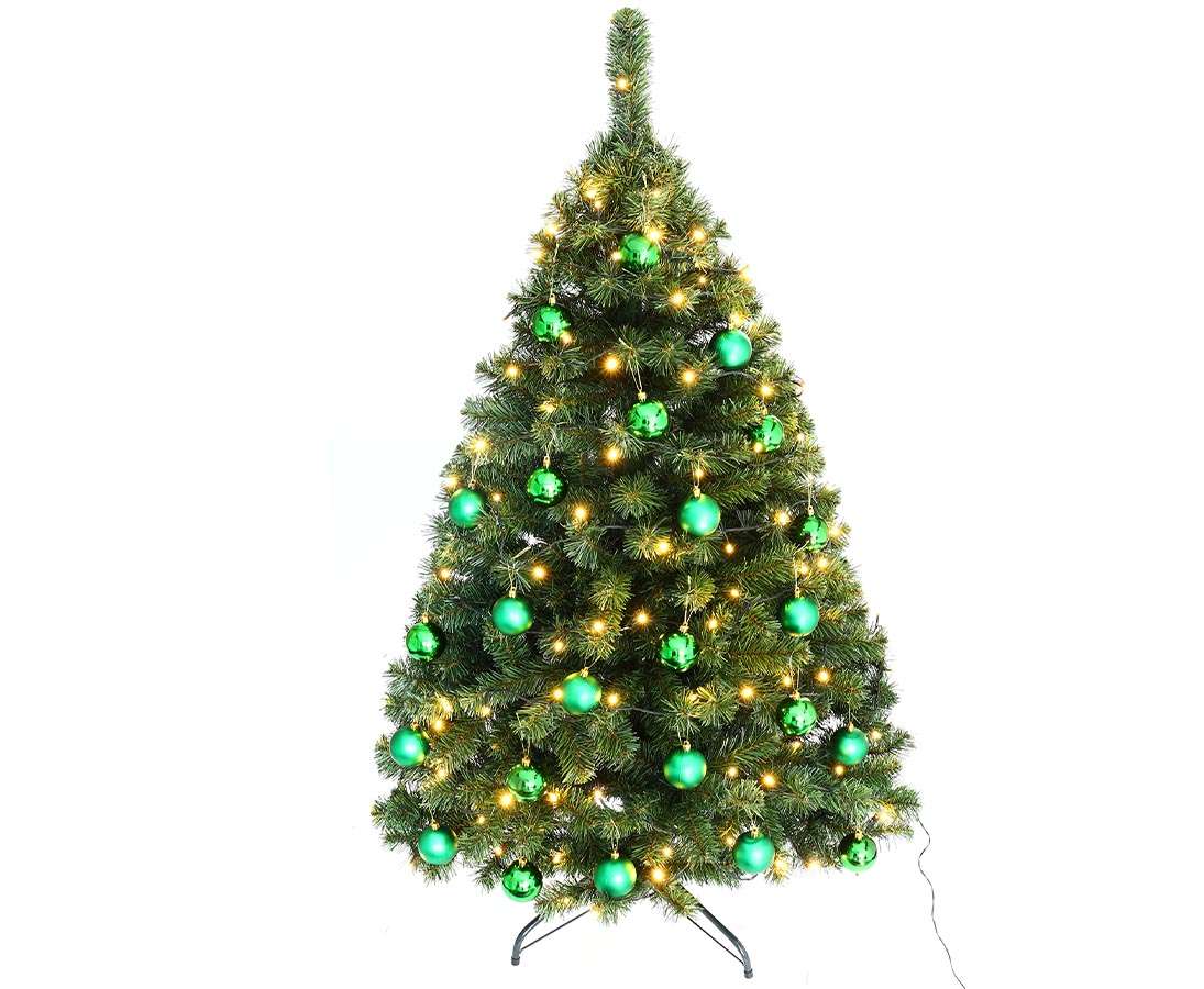 Künstlicher Tannenbaum 150cm schwer entflammbar mit Schmuck kaufen