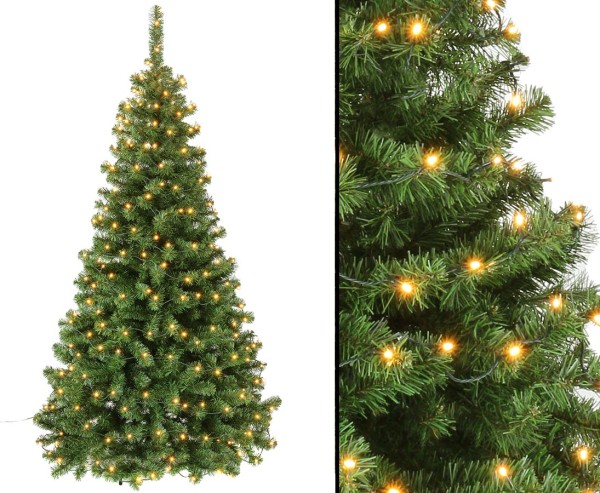 Künstlicher Weihnachtsbaum Georgia grün 210cm mit 400 vormontierten LEDs und 705 Zweige PVC-Nadeln B