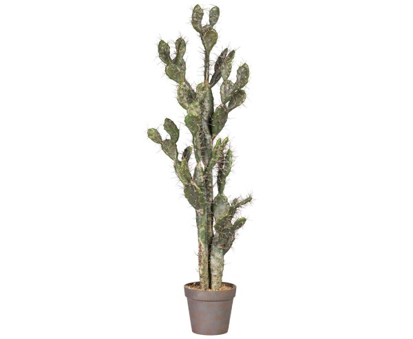 Künstlicher Kaktus Opuntie Feige 135cm mit 3 Stämmen im dekorativen Topf