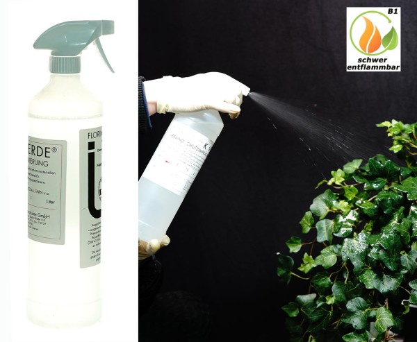 Brandschutzspray für Dekopflanzen, aus Natur und Polyesterfaser Gewebe B1, 1Liter