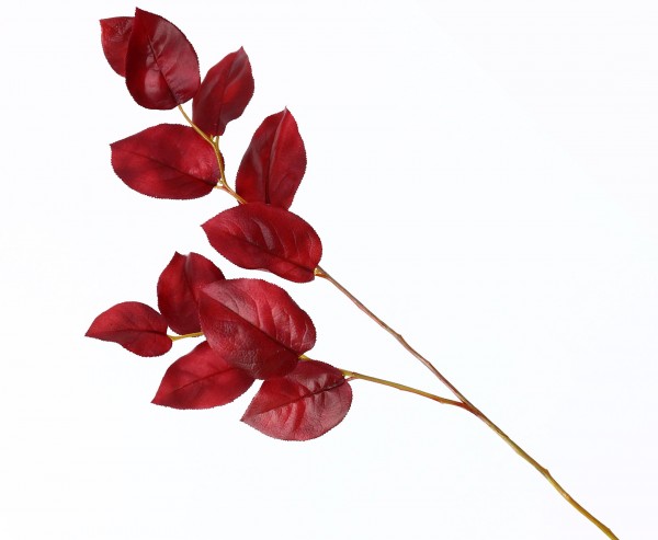 Künstliche Pflanze Apfelblattzweig in natürlicher Herbstfarbe rot, 75cm lang