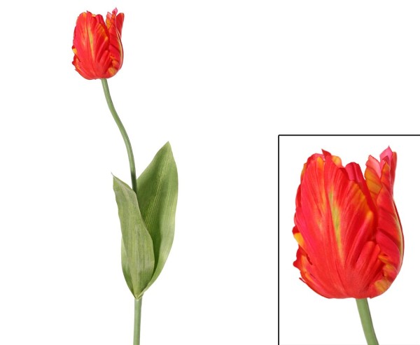 Tulpe als Kunstblume "Amsterdam" mit Blüte in rötlich gelben Farbton 66cm