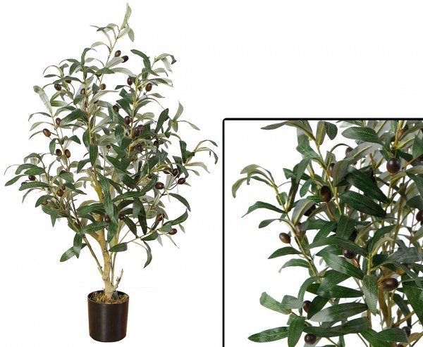 Künstlicher Olivenbaum 80cm mit 28 Oliven und 240 Blätter