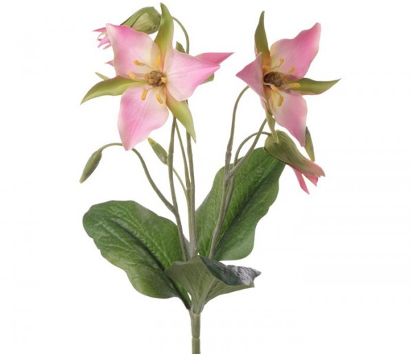 Kunstblume Waldlilie mit 3 Blüten rosa-weiß, Länge 40cm