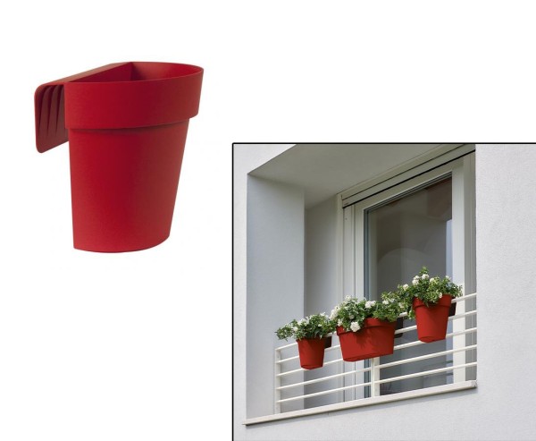 Balkon und Geländerkasten 25cm in rot für Außen und Innen Begrünungen