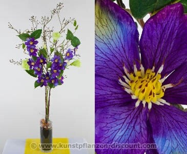 Seidenblumen Gesteck violett, Höhe 95cm