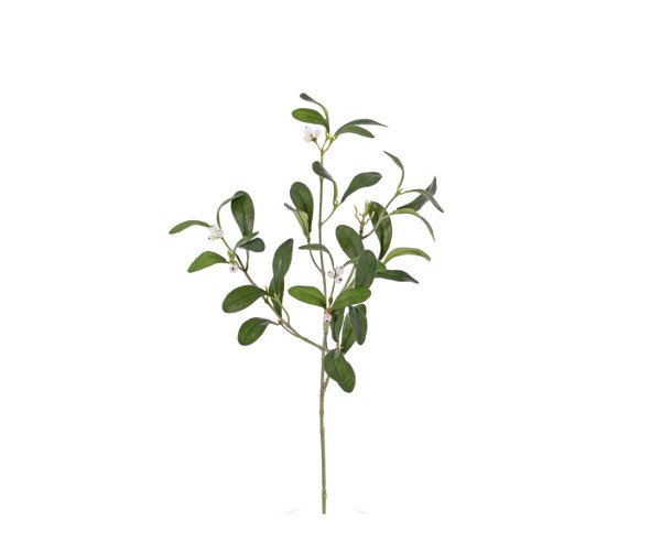 Künstlicher Mistelzweig 55 cm – 12 weiße Beeren, 36 Blätter, Weihnachtsdeko