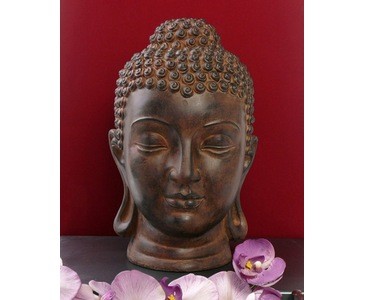 Buddha Kopf, mit 39x20x20cm, dunkel aus Polyresin Material