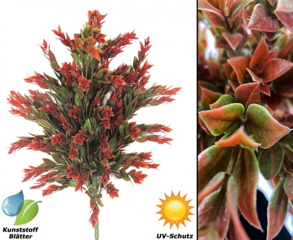Ruscus Busch wetterfeste Kunstpflanzen mit 8 UV-sicheren PE Blattzweige Durch. 40cm