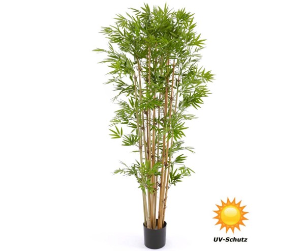 Bambus Kunstbaum mit UV Schutz 150cm und 1440 Blätter im Topf