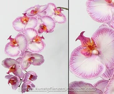 Orchideen Kunstblume „Gefühlsechte“ mit 11 weiß rosa farbigen Blüten, Länge 102cm