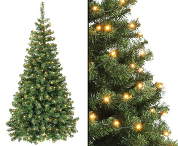 Künstlicher Weihnachtsbaum Georgia grün 150cm mit 96 LED Lampen vormontiert