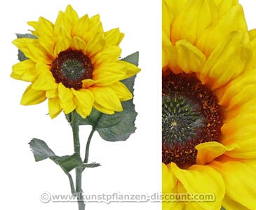 Deko 6 x Sonnenblume langstielig künstlich Seidenblumen Dekoration wie echt