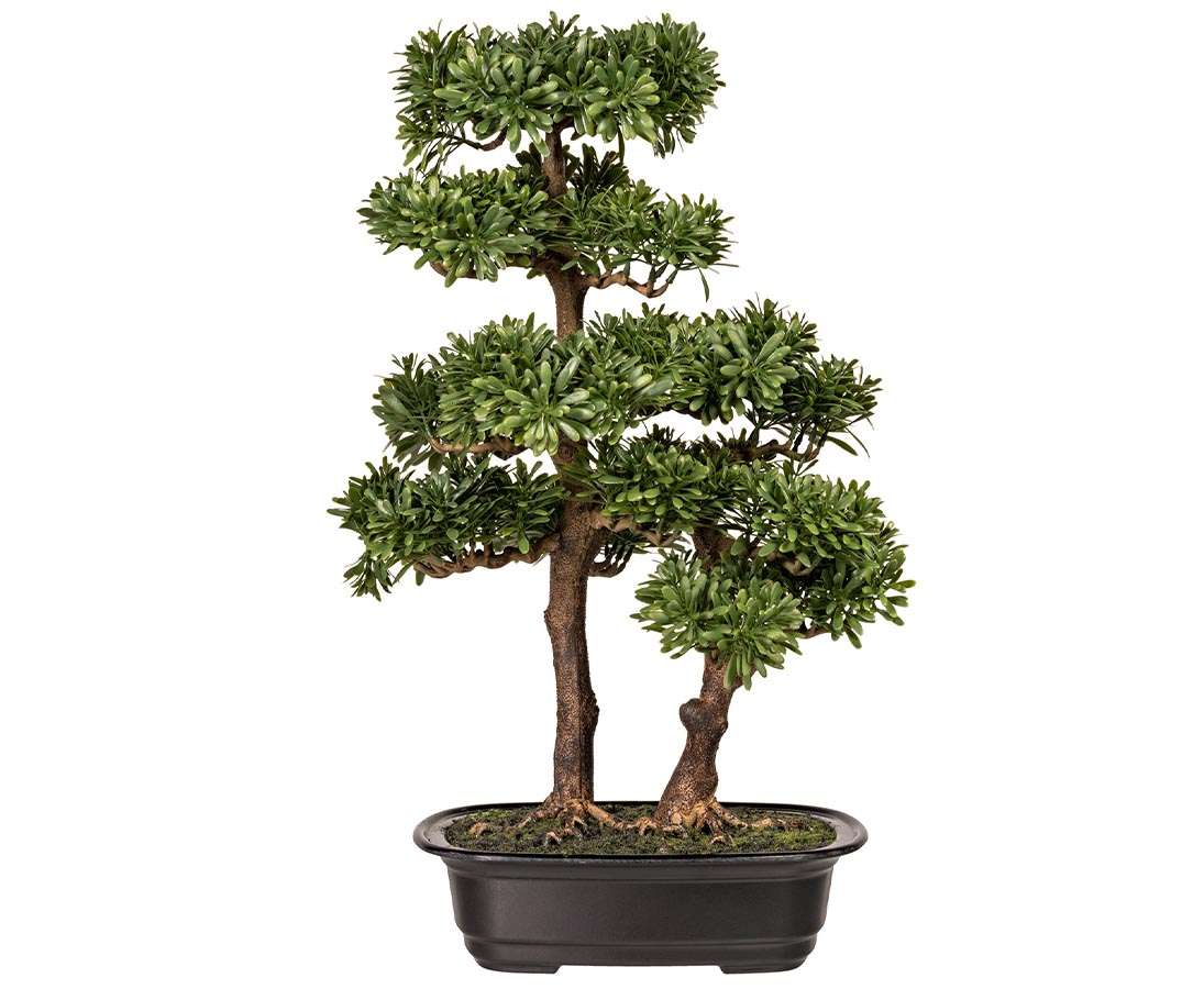 Künstlicher Japanischer Pinien-Bonsai – Ca. 40 Cm Hoch Mit Schale, 318 Blätter/Nadeln, PE-Material