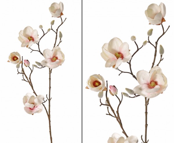 Kunstzweig Magnolia mit 5 weißen Blüten, Länge 80cm