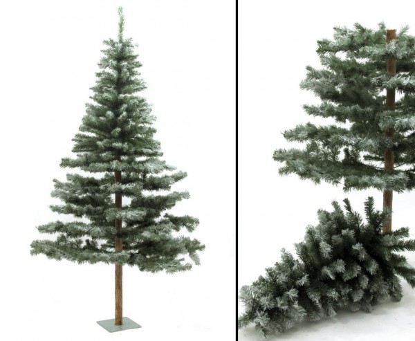Künstlicher Weihnachtsbaum Tanne Naturstamm beschneit 180cm
