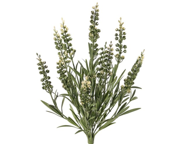 Lavendel mit 12 Blüten Rispen weiß-grün farbig 35cm UV geschützt und schwer entflammbar