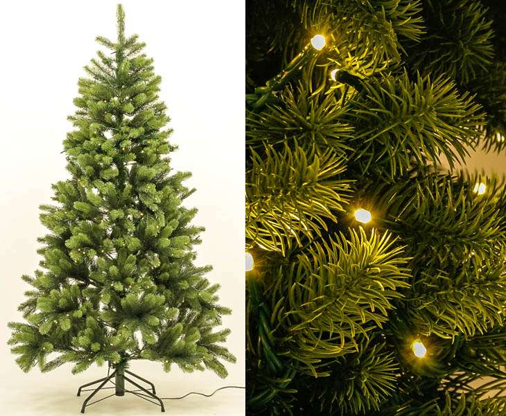 PE Nadel Christbaum 150cm mit Lichterkette günstig erwerben