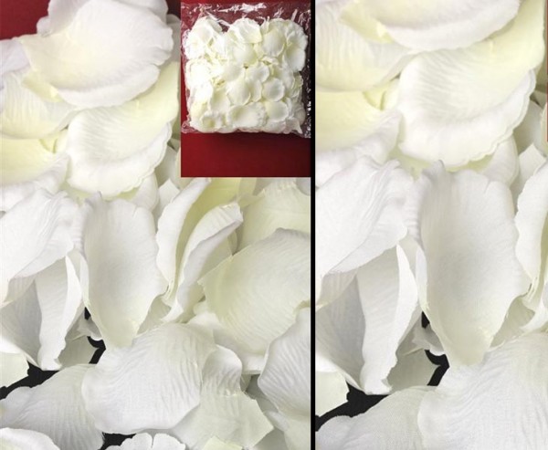 Künstliche weiße Rosenblätter lose mit 5x4,5cm, 300 Stück im Beutel
