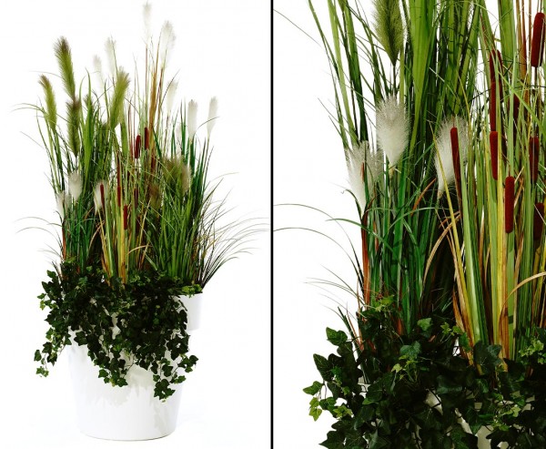 Kunstpflanzen Gras Arrangement als Raumteiler "Maja" mit ca. 230x80cm