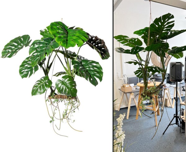Hängende Kunstpflanze "AVATAR 4" mit dickem Ast Lianen und Splitphilodendron Gewächsen 135cm