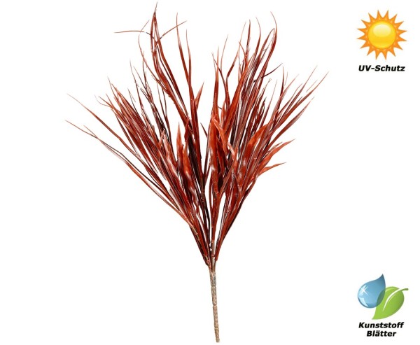 Wetterfeste Grasbusch Kunstpflanzen mit 8 UV-sichere rot farbige PE Zweige 50cm