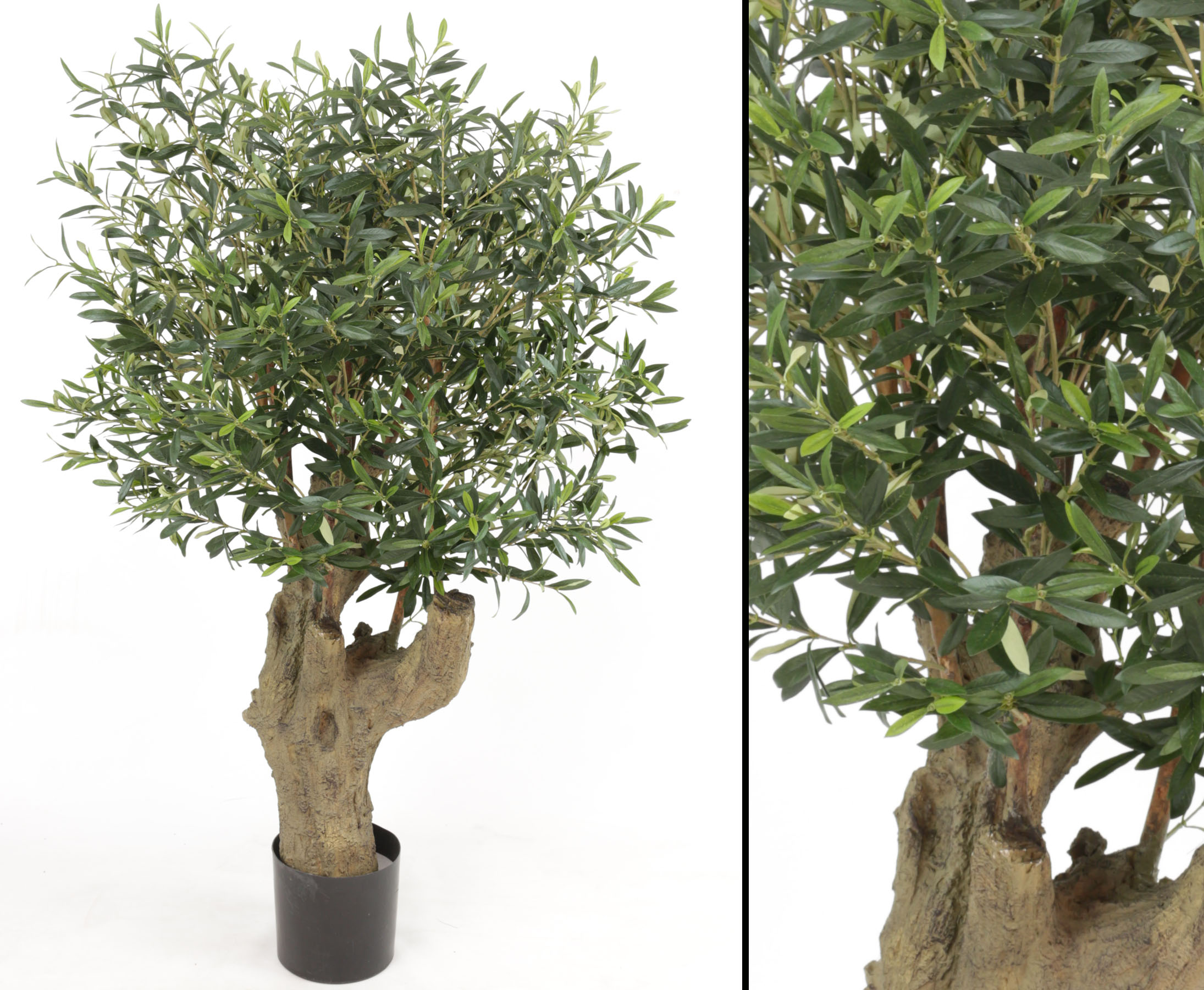 Olive Olivenbaum Kunstbaum Künstliche Pflanze mit Echtholz 120cm Decovego 