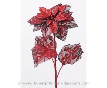 Weihnachtsstern rot, Kunstblume mit Glitzer Effekt, Länge 53cm